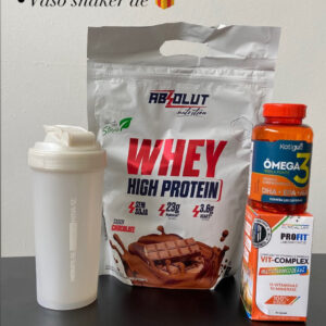 Combo Whey Protein + Omega 3 + Multivitamínico + Shaker
