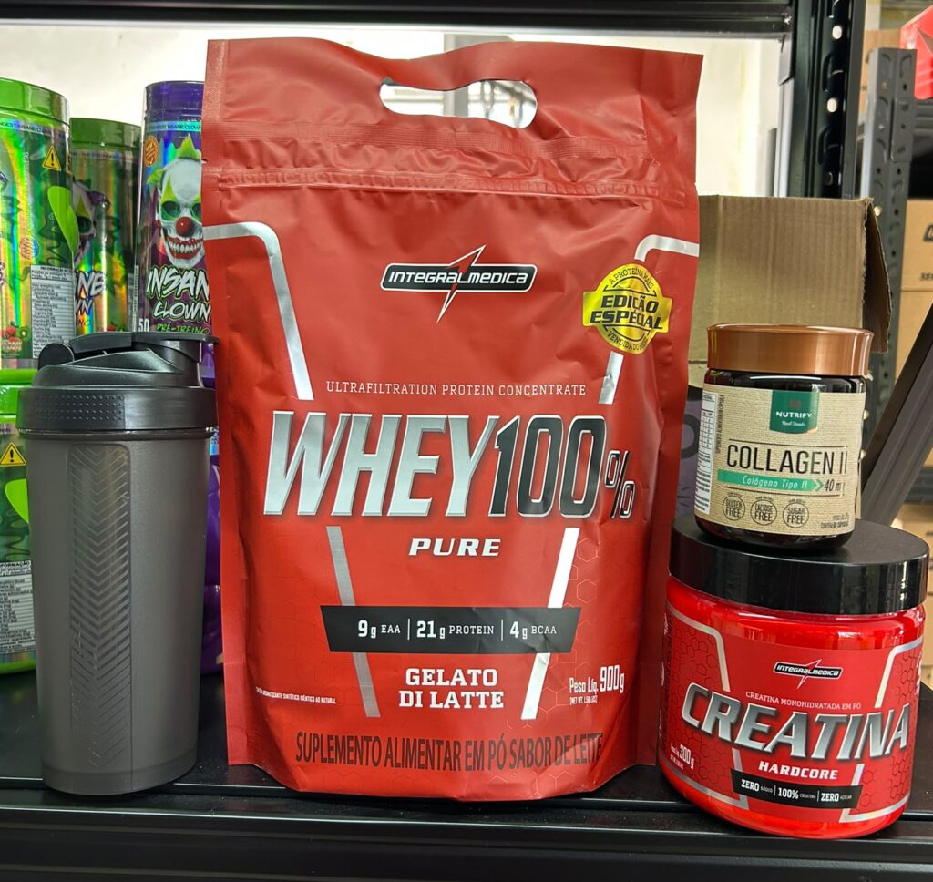 Combo Whey Creatina Colágeno Tipo 2 Integralmedica + Shaker